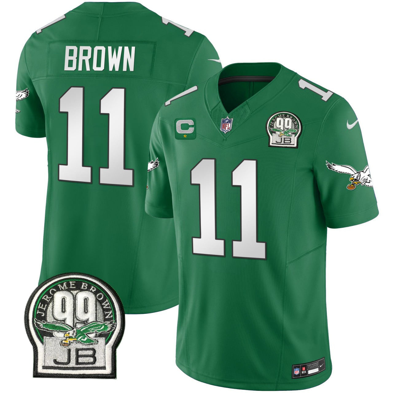 A.J. Brown Philadelphia Kelly Green Jerome Brown Patch Jersey