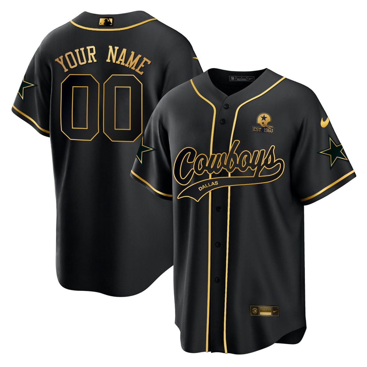 Dallas Baseball Black Gold Custom Jersey