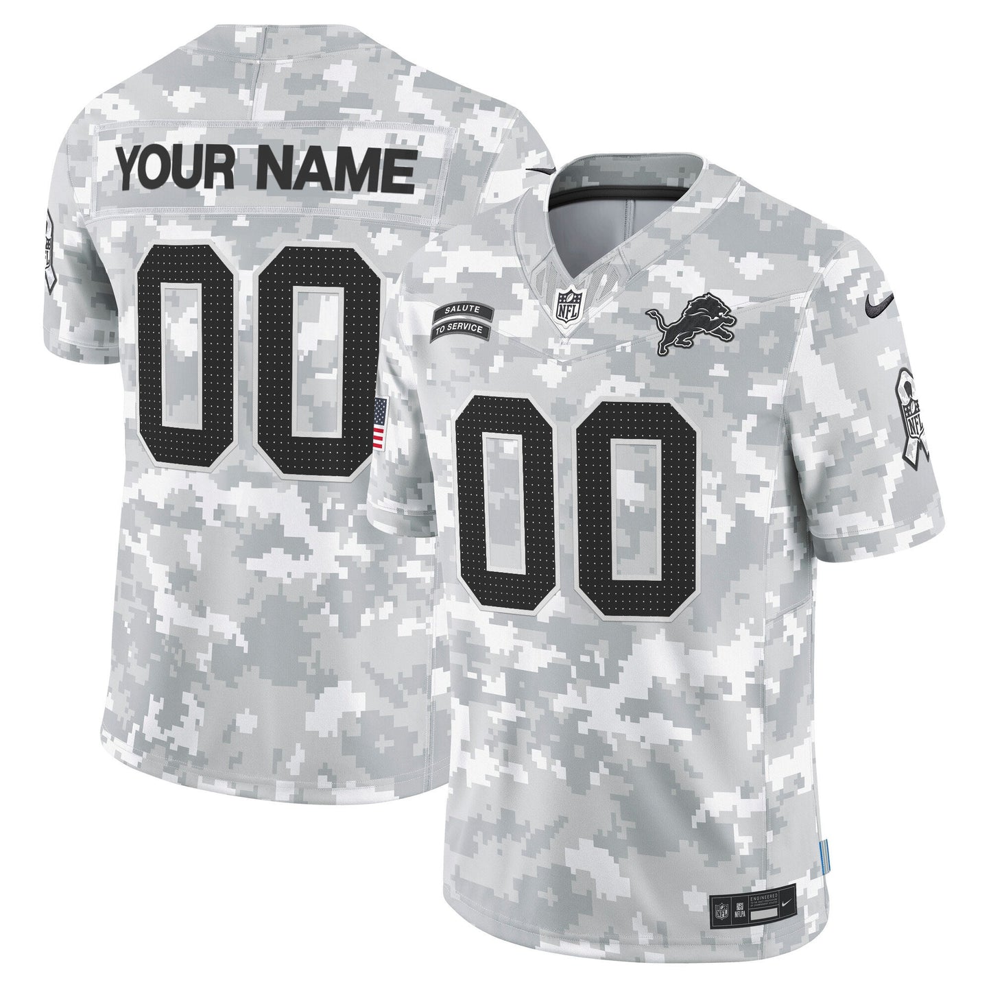 Detroit 2024 Salute to Service Vapor Limited Custom Jersey – Arctic Camo