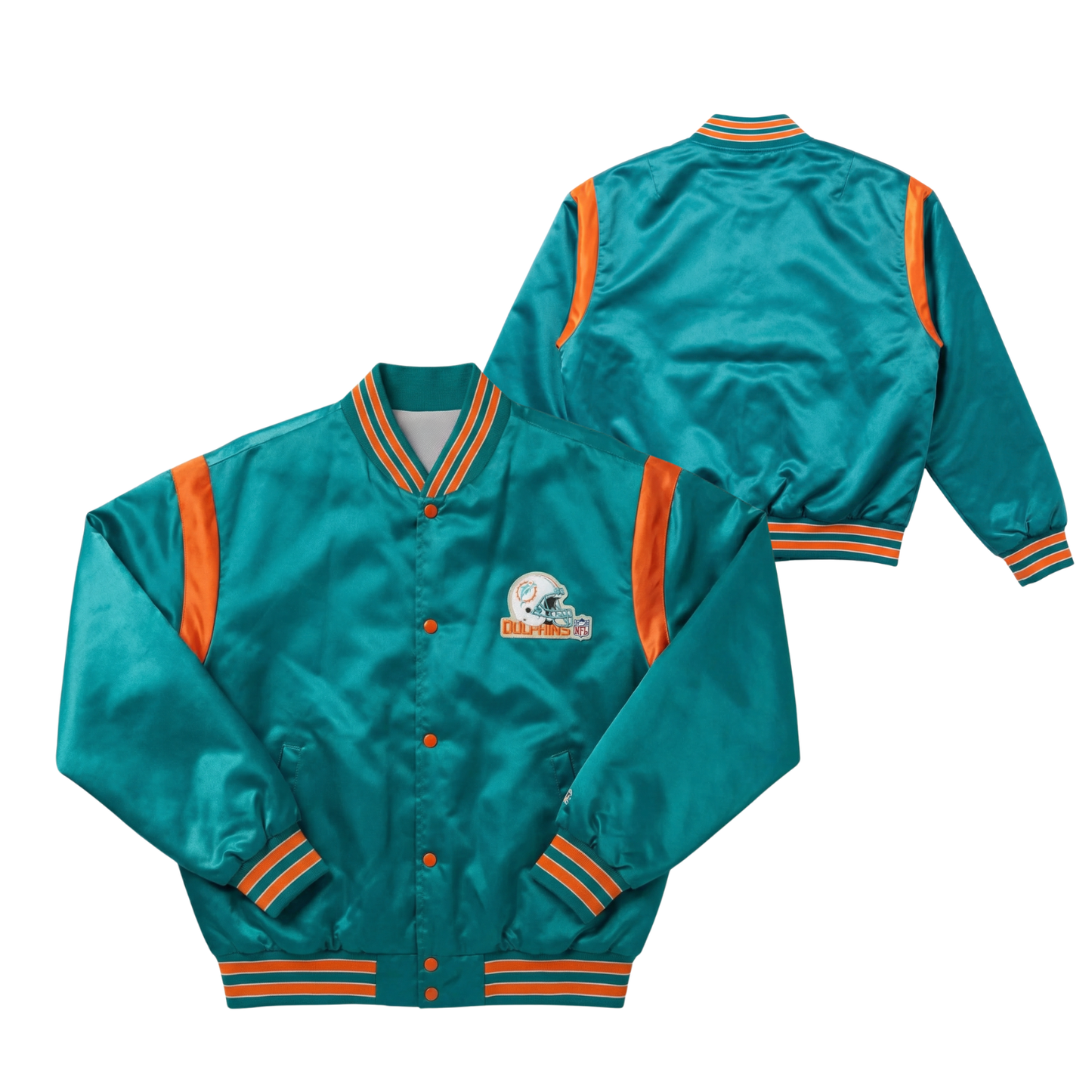 Dolphins Throwback Satin Bomber – (Pre order Ships in 3-6 weeks)
