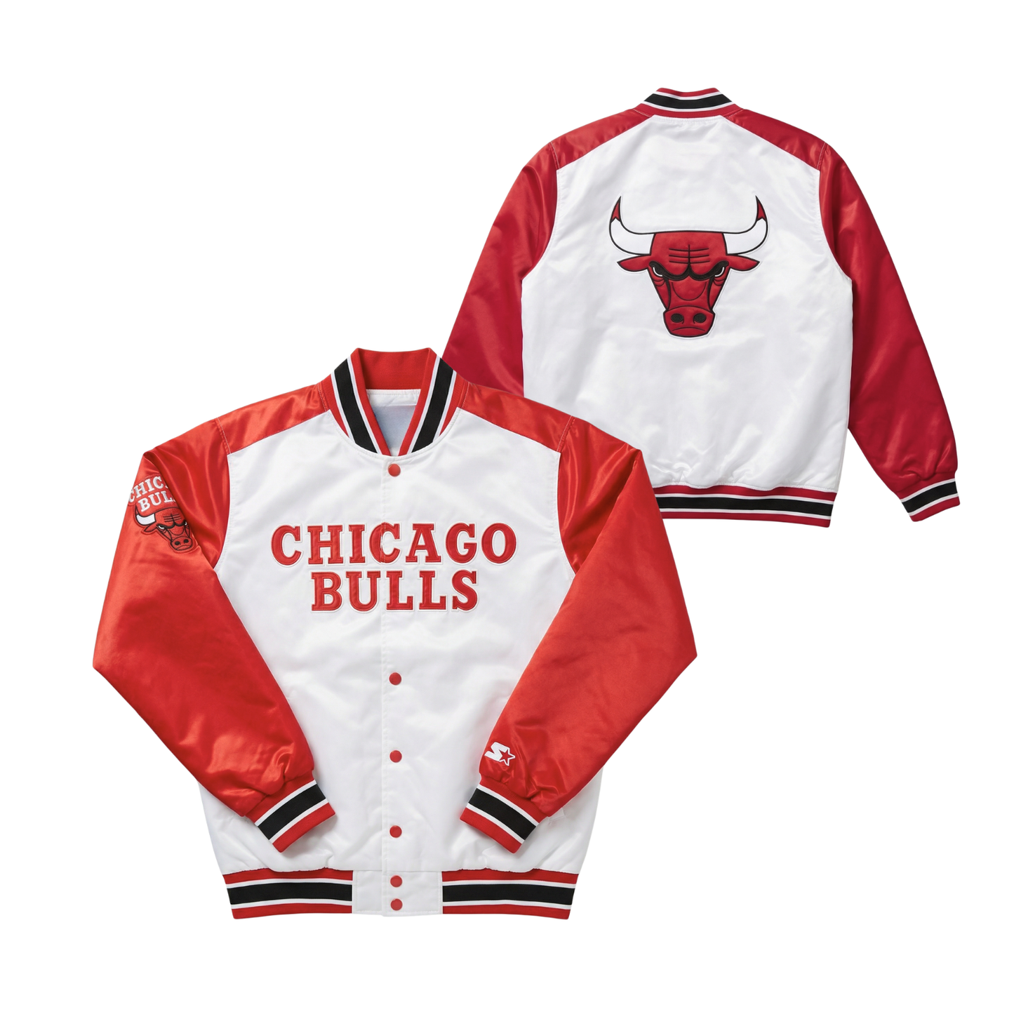 Bulls Throwback Satin Bomber – (Pre order Ships in 3-6 weeks)