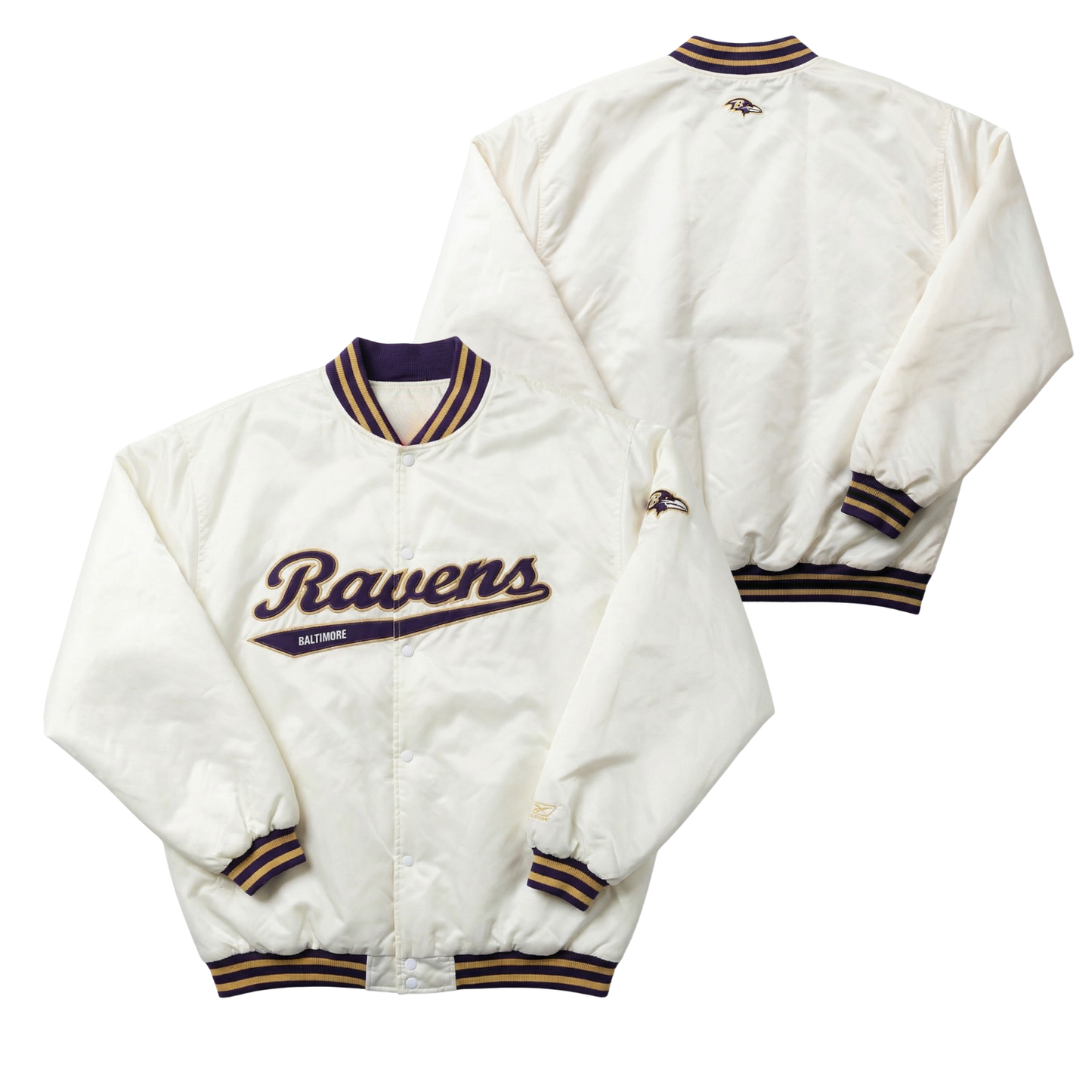 Ravens Throwback Satin Bomber – (Pre order Ships in 3-6 weeks)