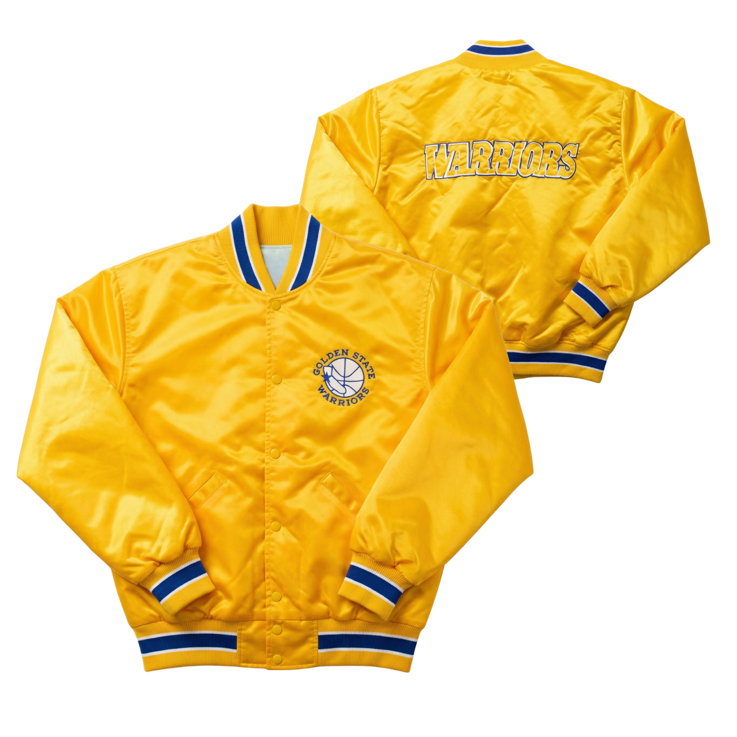 Warriors Throwback Satin Bomber – (Pre order Ships in 3-6 weeks)