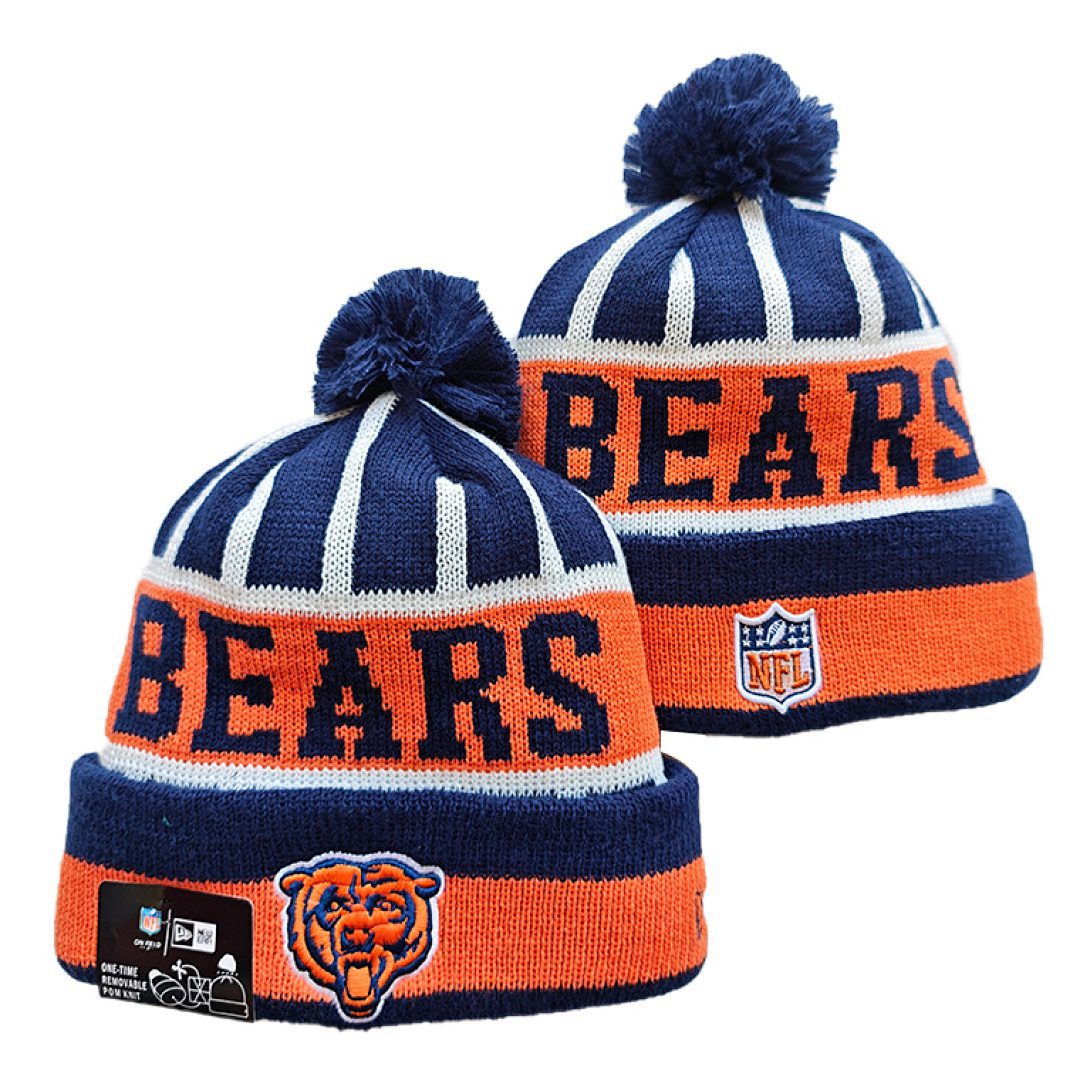 Navy/White/Orange Football Beanie
