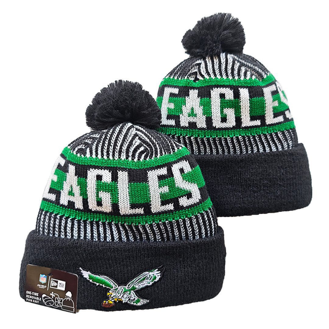 Black/White/Green Football Beanie