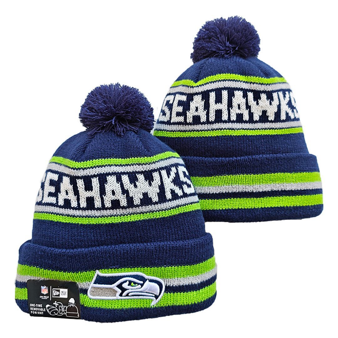 Navy/White/Green Football Beanie