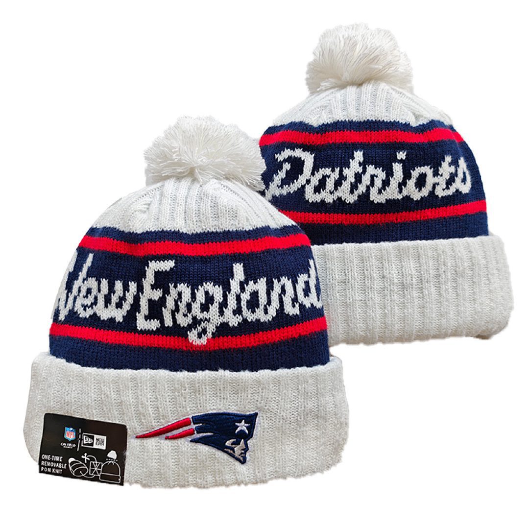 White/Navy/Red Football Beanie