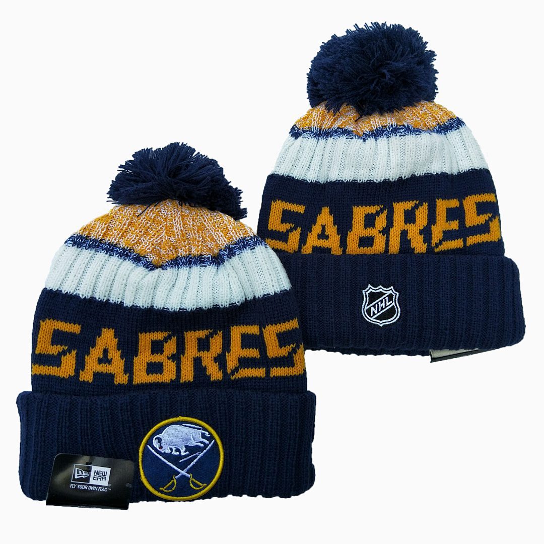 Navy/Yellow/White Hockey Beanie