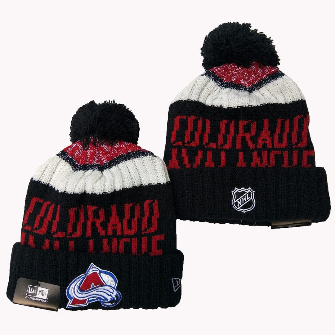 Black/White/Burgundy Hockey Beanie