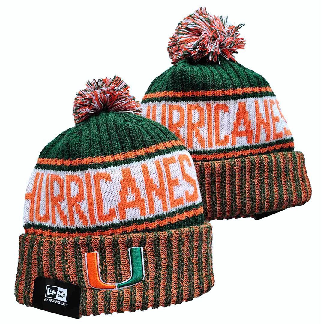 Green/Orange/White College Football Beanie