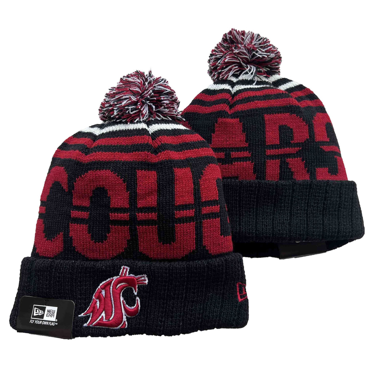 Black/Red/White College Football Beanie