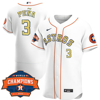 Houston Special White Gold 2022 World Series Champions Patch Jersey