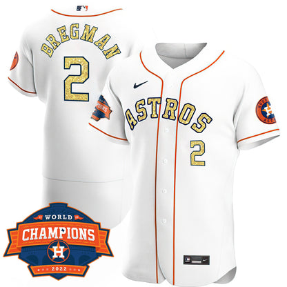 Houston Special White Gold 2022 World Series Champions Patch Jersey