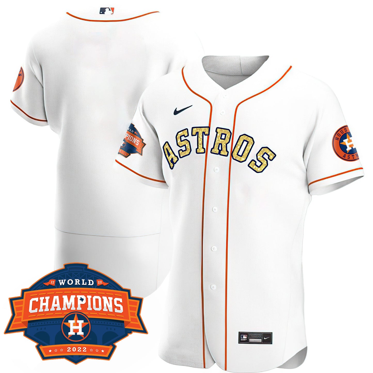 Houston Special White Gold 2022 World Series Champions Patch Jersey