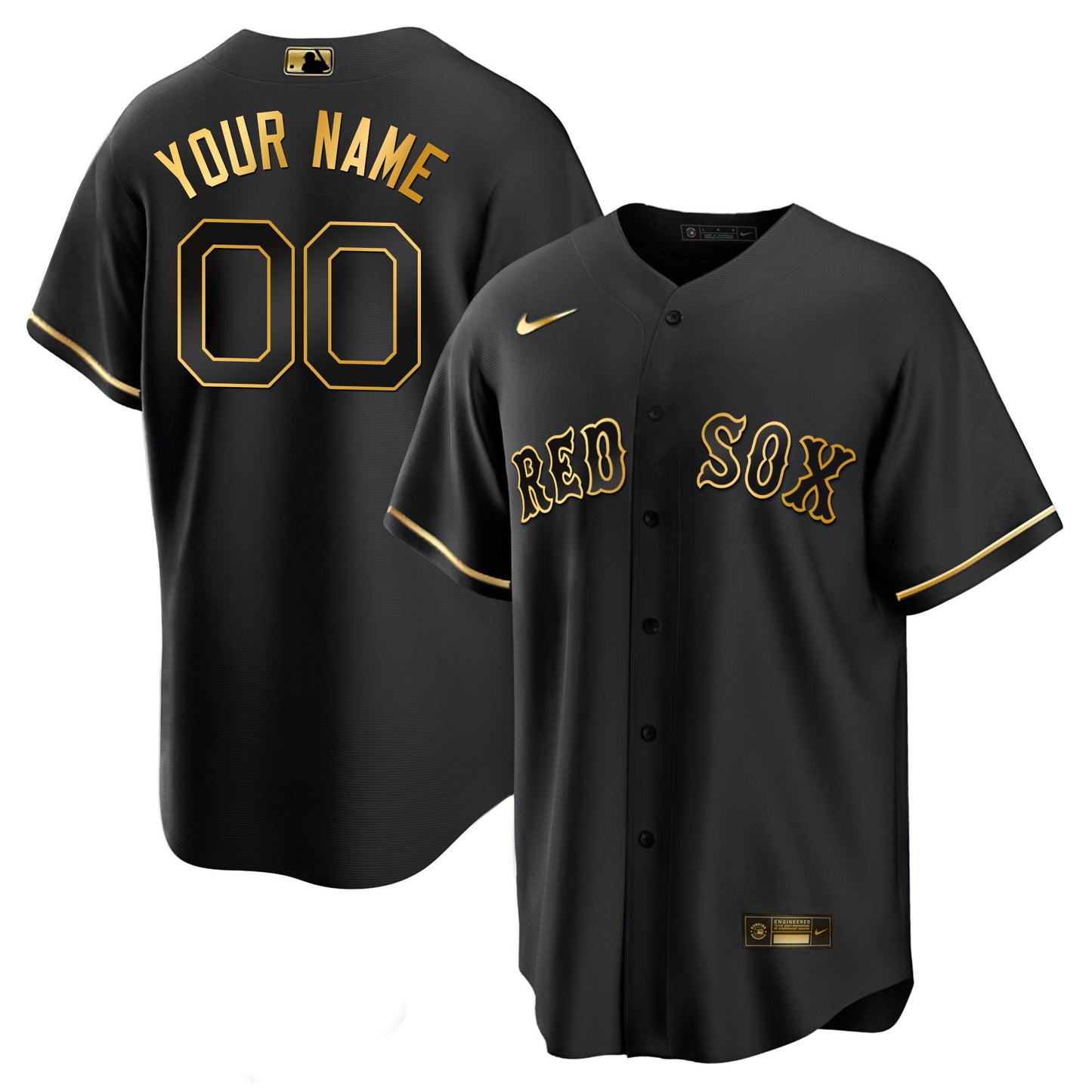 Boston Black Gold & White Gold Custom Jersey
