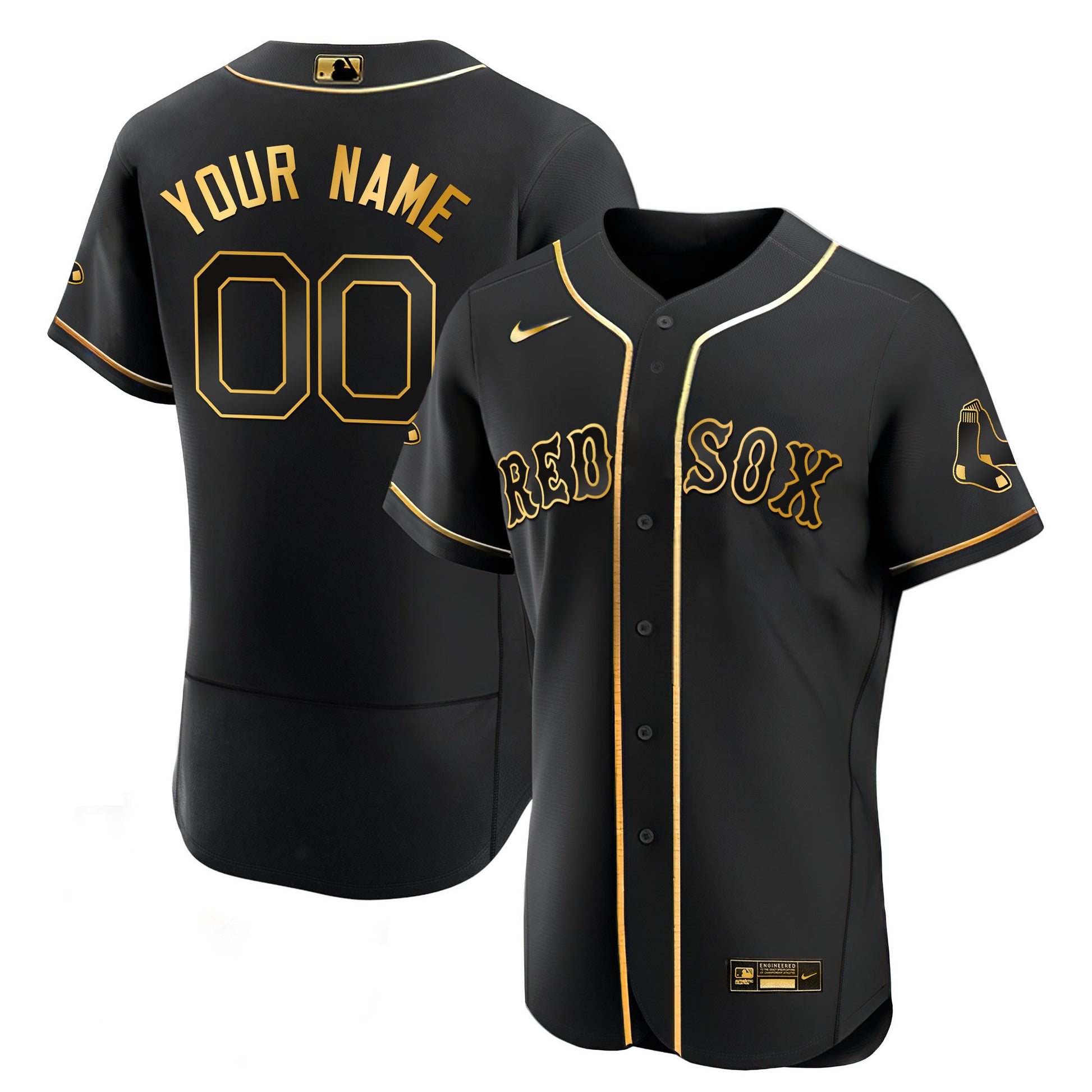 Boston Black Gold & White Gold Custom Jersey