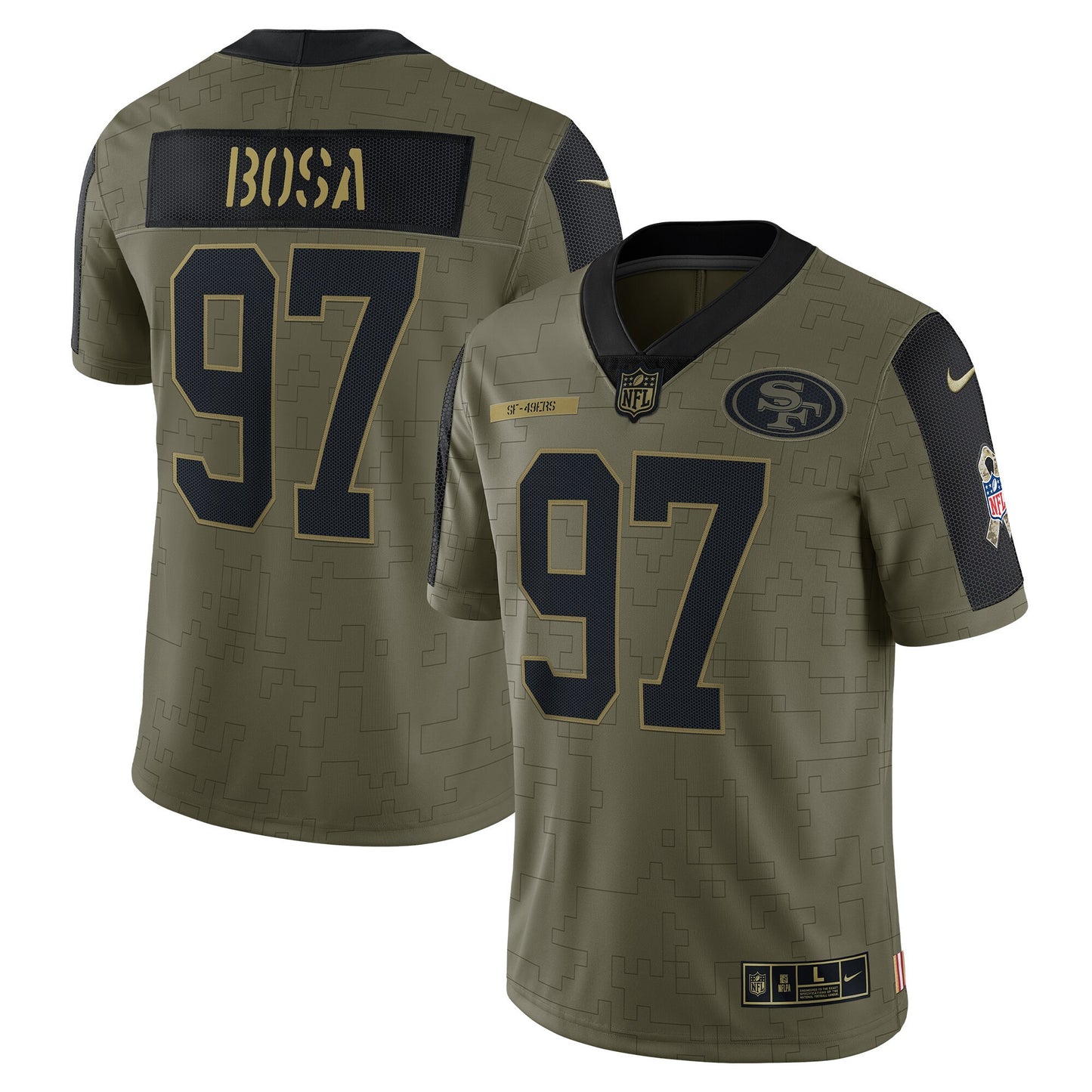 Nick Bosa San Francisco 2021 Salute To Service Olive Jersey