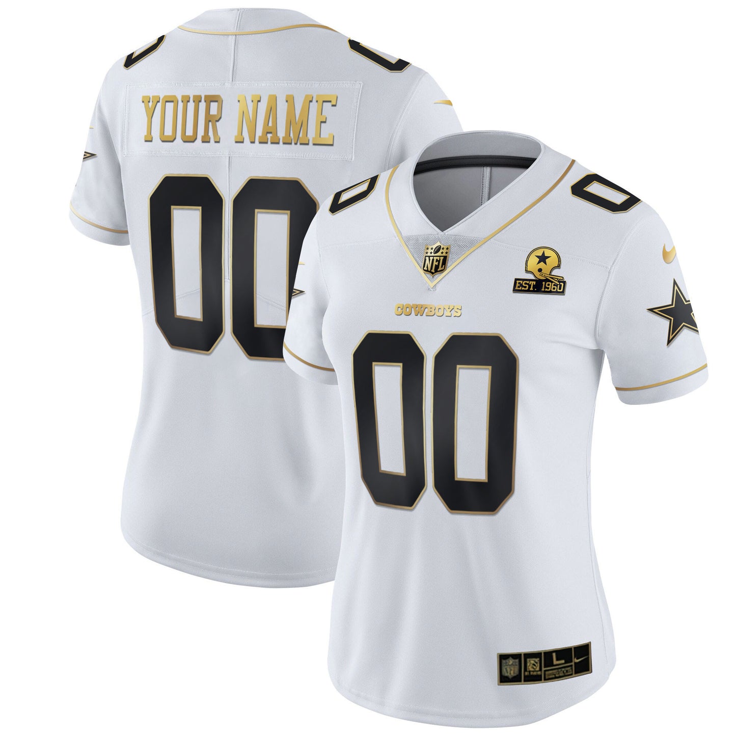 White Gold Custom Name and Number