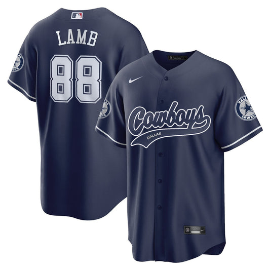 CeeDee Lamb Dallas Baseball Navy Jersey