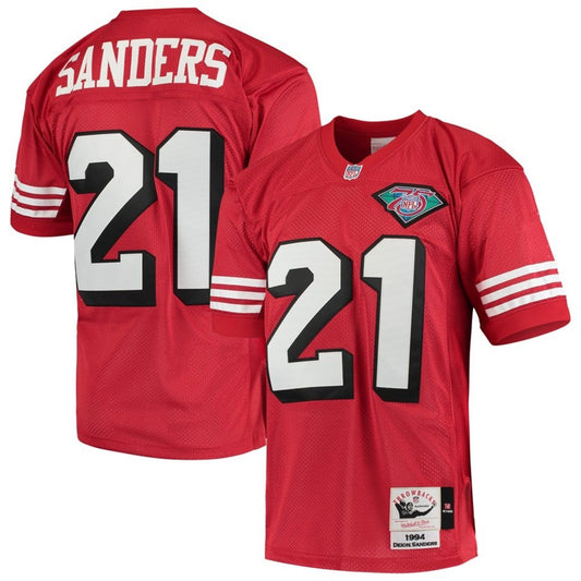 Deion Sanders San Francisco Throwback Retired Red Jersey