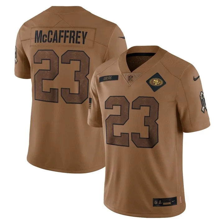 Christian McCaffrey San Francisco 2023 Salute To Service Jersey – Brown