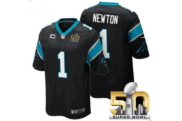 Cam Newton Carolina Super Bowl 50 Black Jersey
