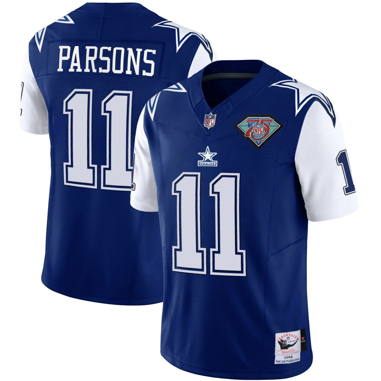 Micah Parsons Dallas Navy 75th Patch Jersey