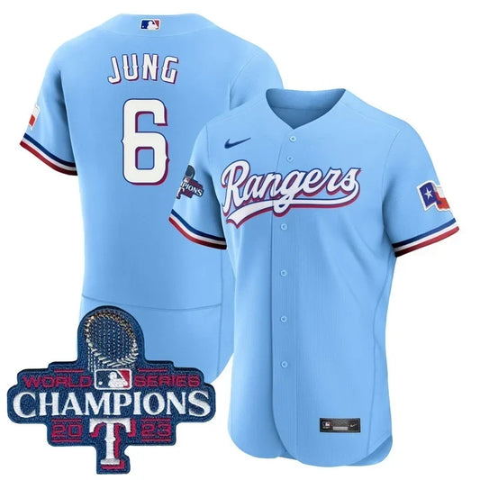 Josh Jung Texas World Series Champions Baby Blue Jersey