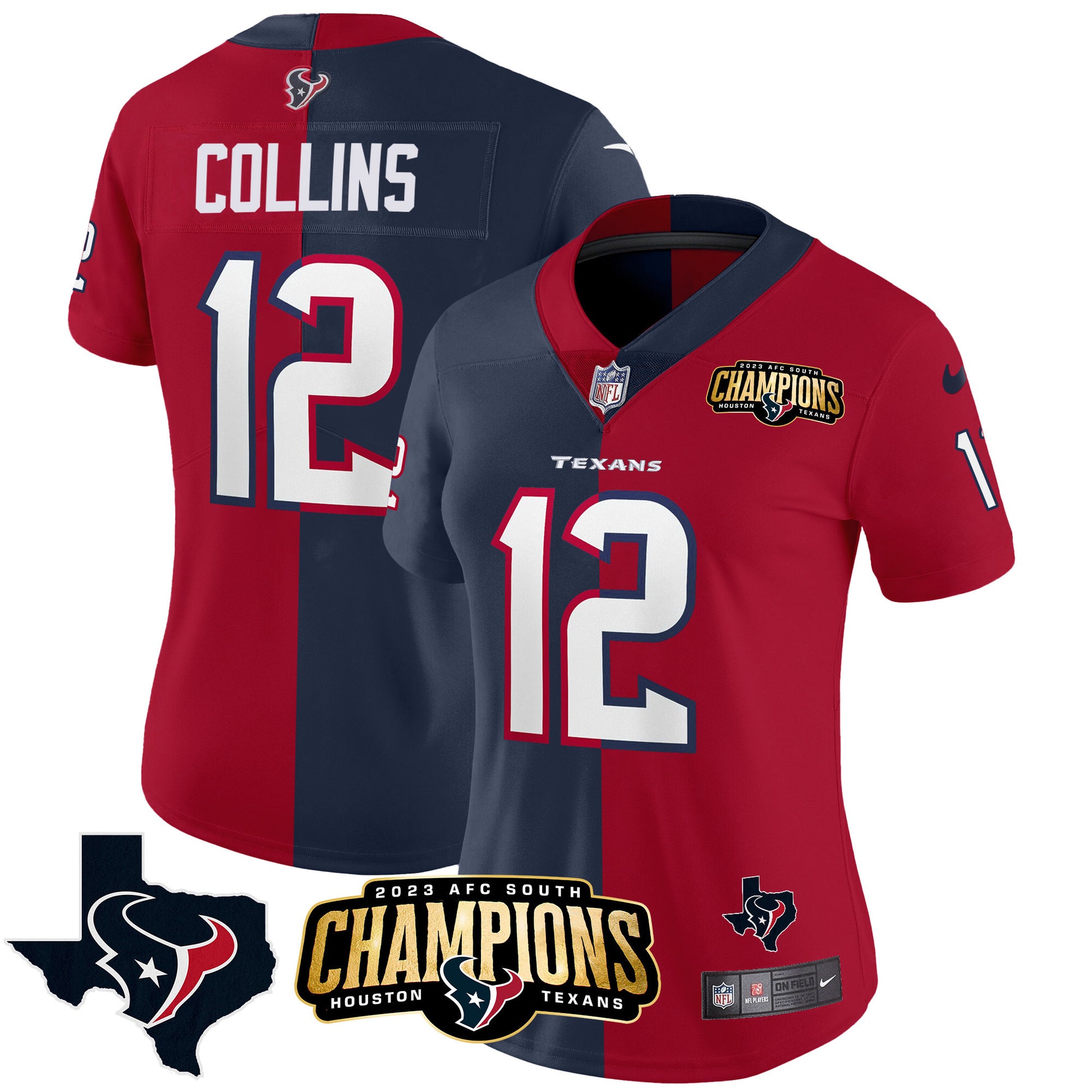 Houston 2023 AFC South Champions Patch Split Vapor Jersey