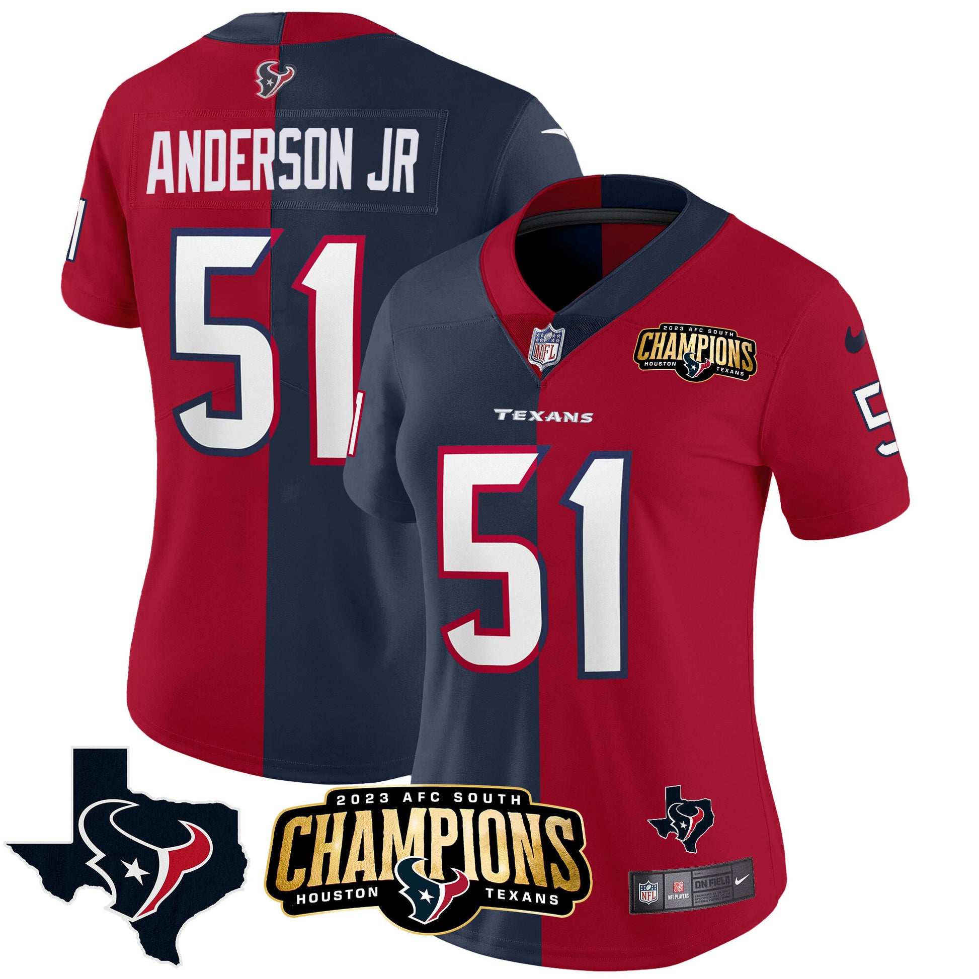 Houston 2023 AFC South Champions Patch Split Vapor Jersey