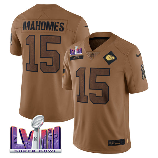 Super Bowl LVIII Patch Salute To Service Brown Limited Jersey