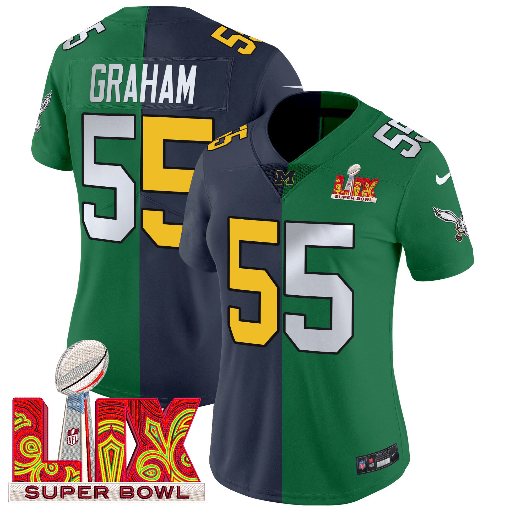 Split Philadelphia Super Bowl LIX & College Football Vapor Limited Jersey