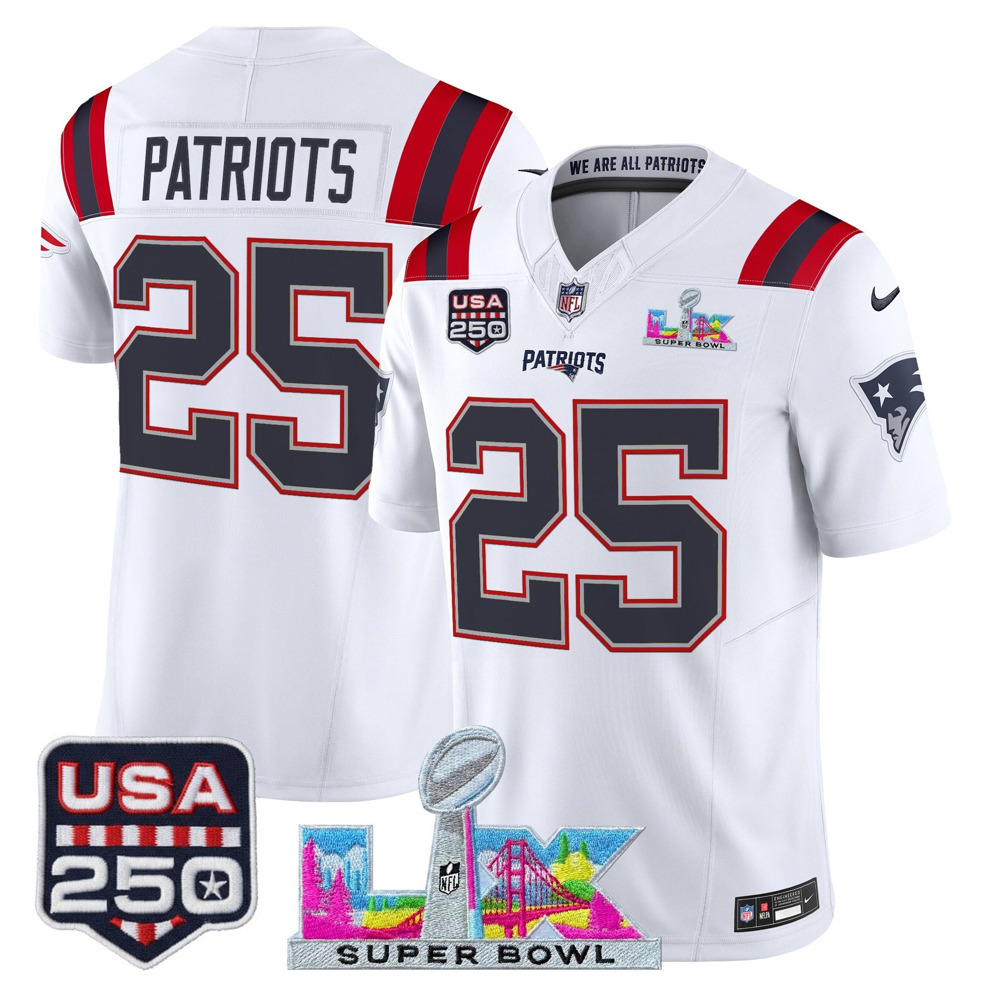 White - #25 Patriots