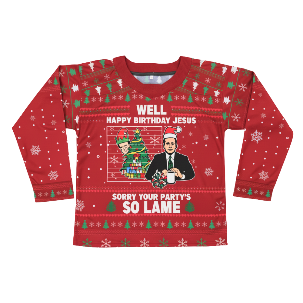 The Office Michael Scott ‘Happy Birthday Jesus’ Christmas Hockey Jersey