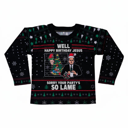 The Office Michael Scott ‘Happy Birthday Jesus’ Christmas Hockey Jersey