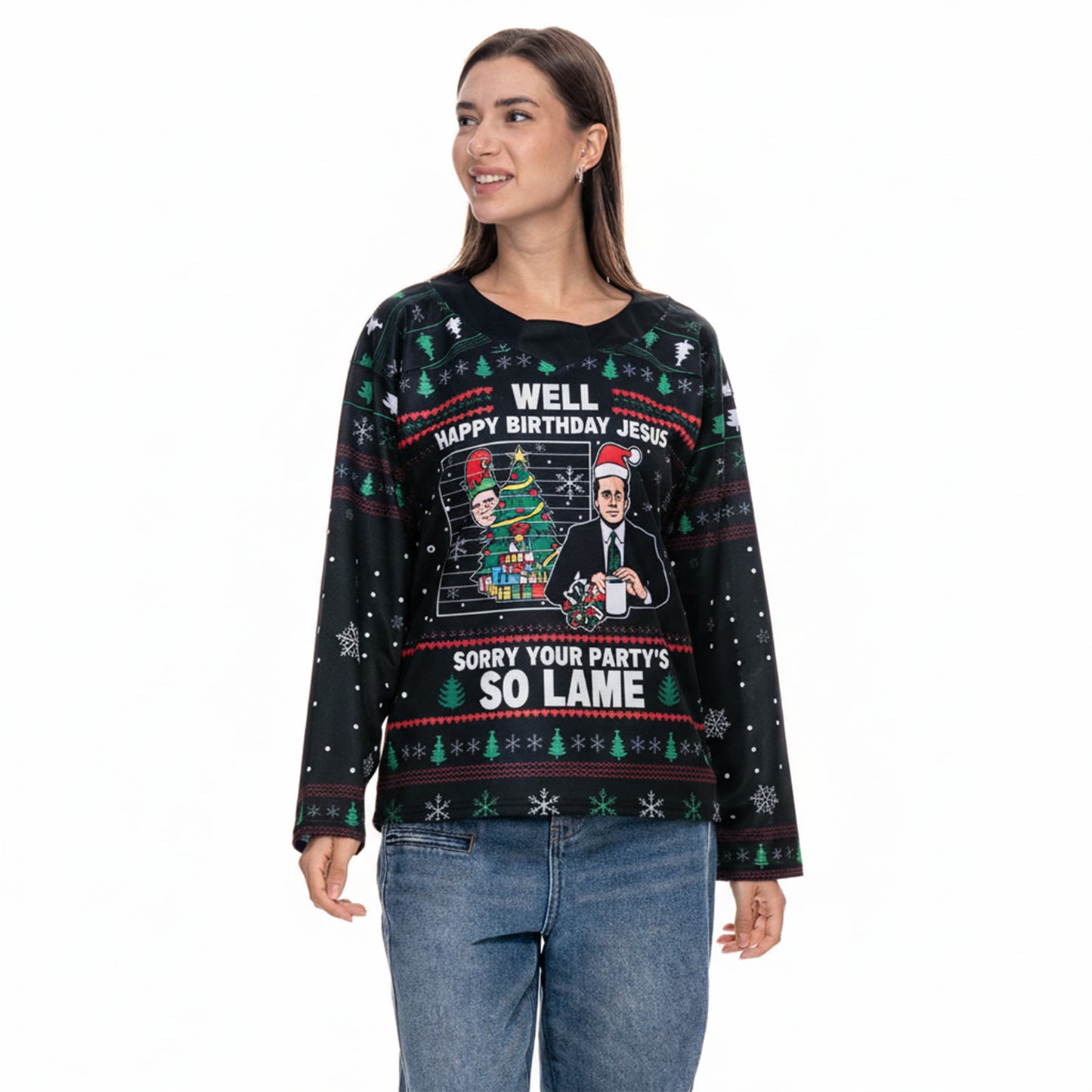 The Office Michael Scott ‘Happy Birthday Jesus’ Christmas Hockey Jersey