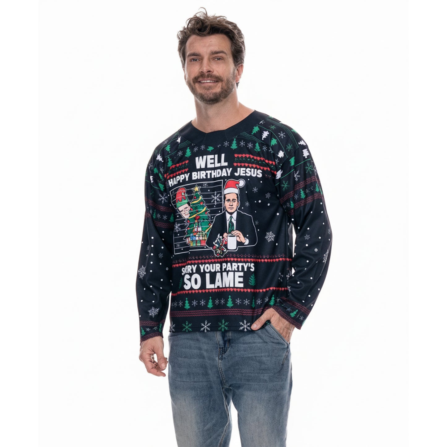 The Office Michael Scott ‘Happy Birthday Jesus’ Christmas Hockey Jersey