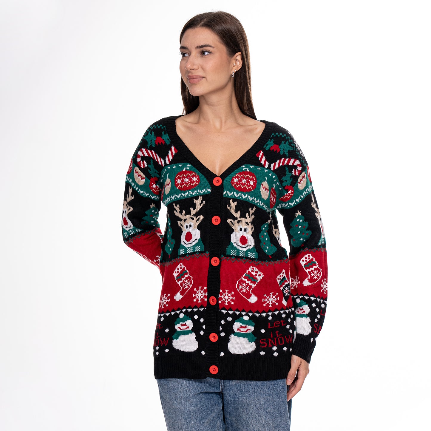 Knitted Button up Christmas Sweater