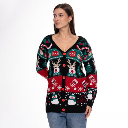 Knitted Button up Christmas Sweater