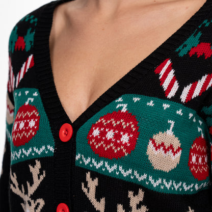 Knitted Button up Christmas Sweater