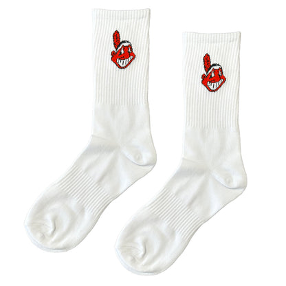 Indians White Crew Socks