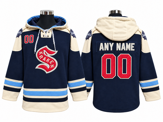 White/Navy Hoodie Custom