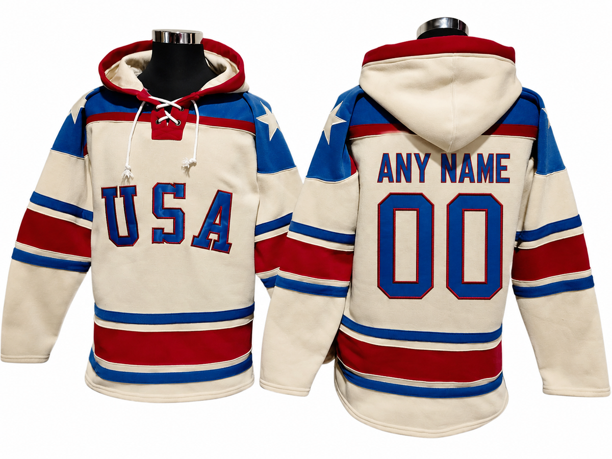 Cream/Red/Blue Hoodie Custom