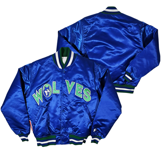 Timberwolves Throwback Satin Bomber – (Pre order Ships in 3-6 weeks)
