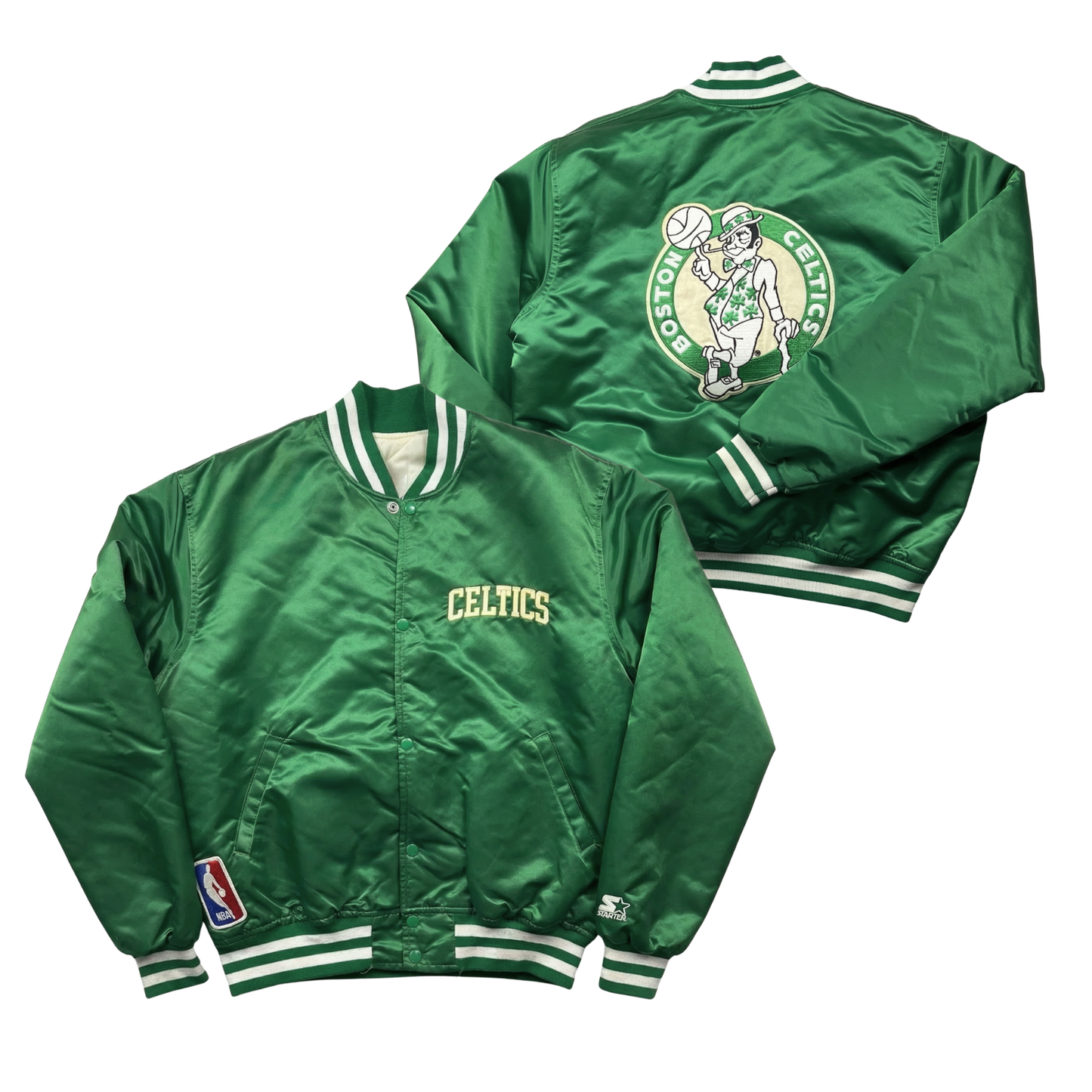 Celtics Throwback Satin Bomber – (Pre order Ships in 3-6 weeks)