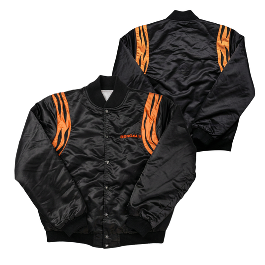 Bengals Throwback Satin Bomber – (Pre order Ships in 3-6 weeks)