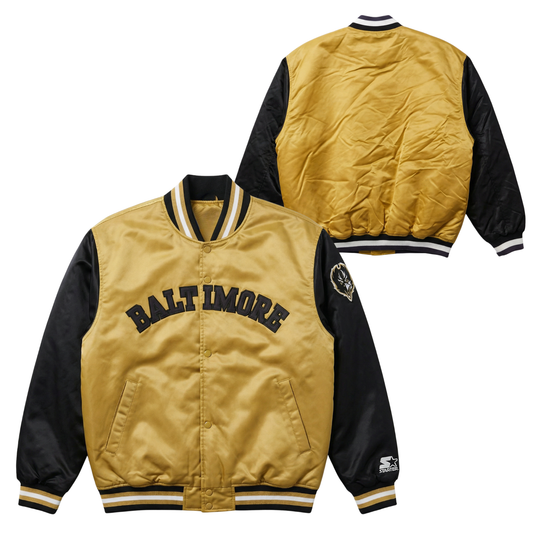 Ravens Throwback Satin Bomber – (Pre order Ships in 3-6 weeks)