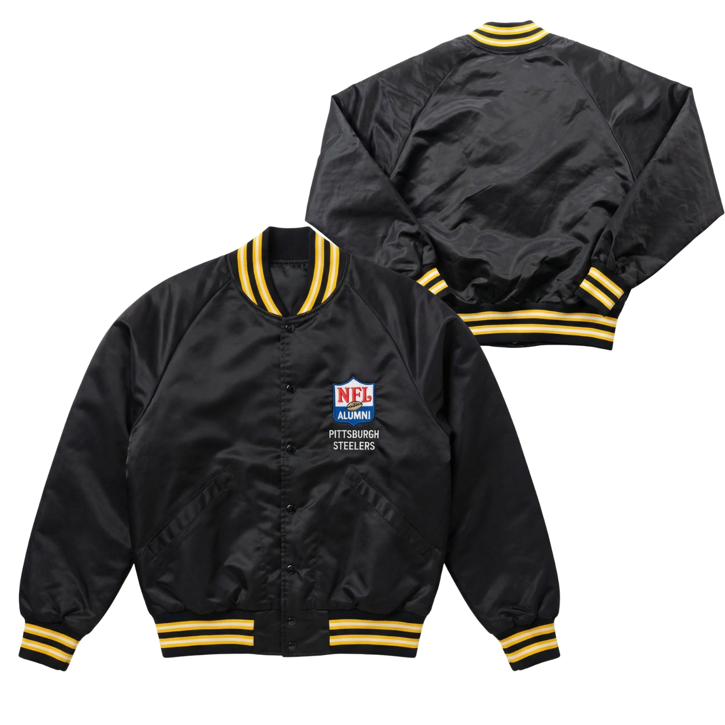Steelers Throwback Satin Bomber – (Pre order Ships in 3-6 weeks)