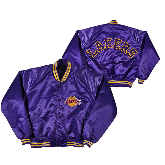 Lakers Throwback Satin Bomber – (Pre order Ships in 3-6 weeks)