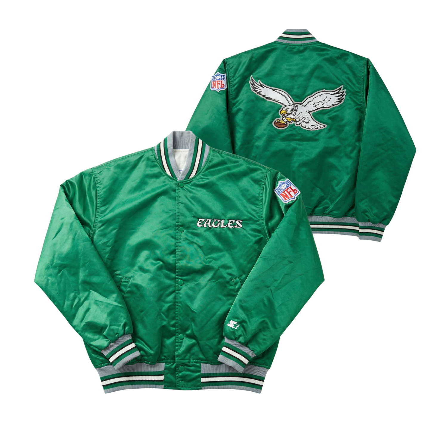Eagles Throwback Satin Bomber – (Pre order Ships in 3-6 weeks)